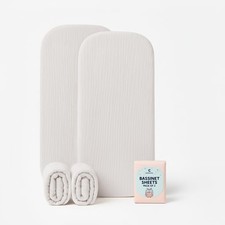 Muslin Bassinet Sheets 33x17 Inches White Bassinet Sheets Rectangle/Oval 2 Pa...