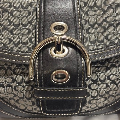 COACH Brown CC Logo Purse Fabric Leather Trim Shoulder Strap Soho