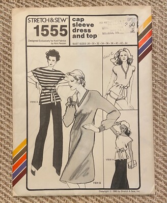 Vintage Stretch & Sew #1555 Cap Sleeve Dress and Top Pattern 28-44 ...