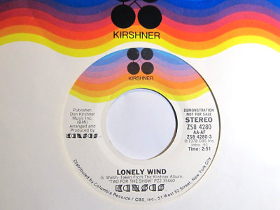 KANSAS * 45 * Lonely Wind * 1978 * DJ PROMO Stereo MONO VG+/VG++ CLEAN USA Vinyl