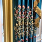 Custom High-end villa embroidery blue cloth curtain tulle valance drape C1062