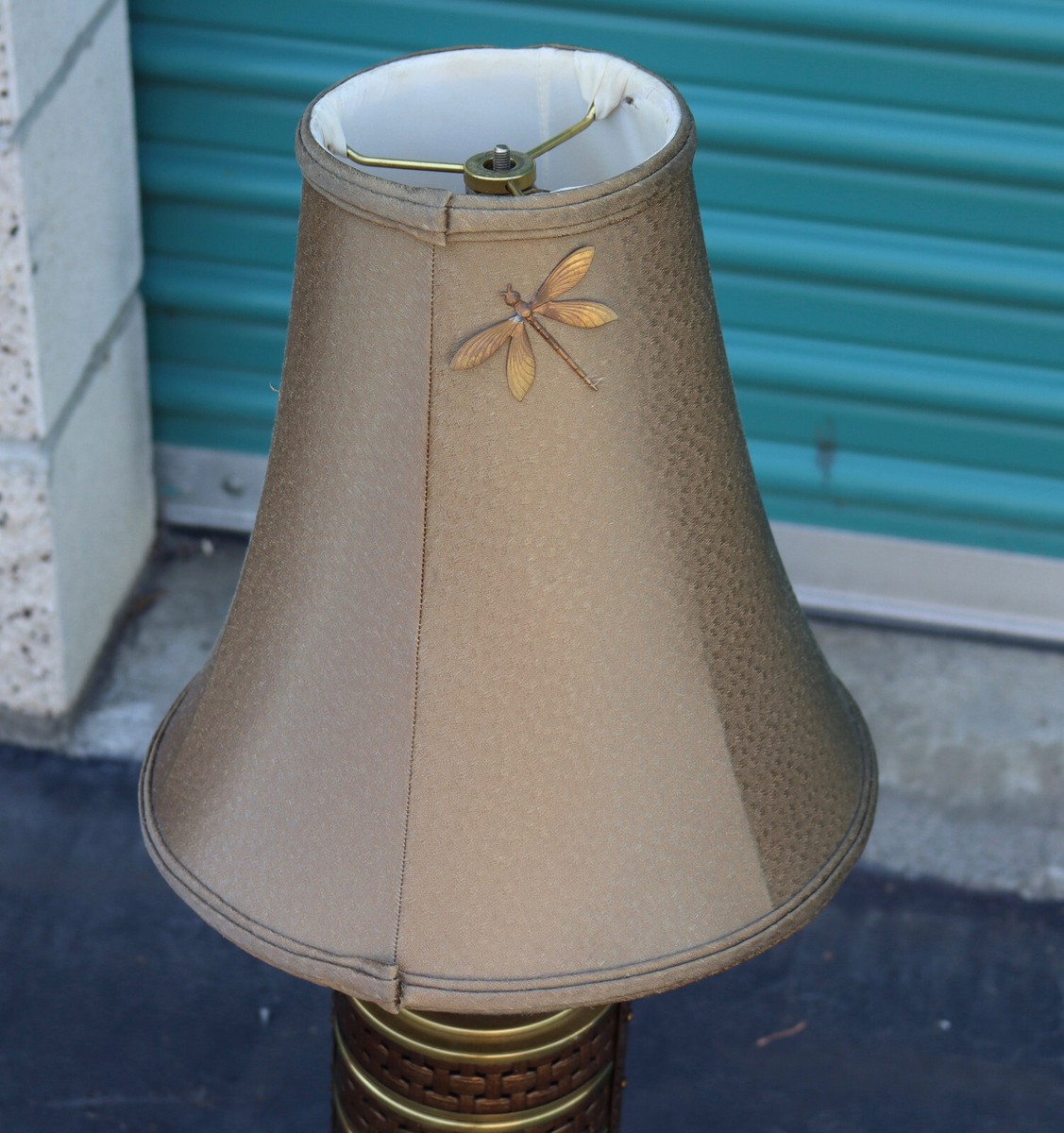 Rare Vintage Frederick Cooper Dragonfly Woven Brass Table Lamp w
