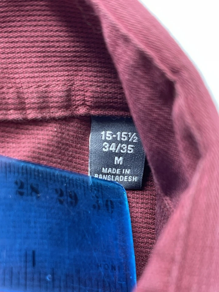 Van Heusen Slim Fit Button Up Shirt Mens Size Medium 15-15.5 34/35 Red Fast Ship - Image 4 of 4