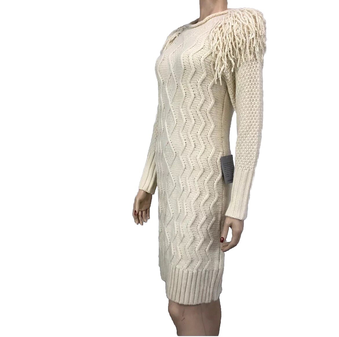 Eliza J, knit dress long sleeve shoulder pon pon Eliza J, knit dress long sleeve shoulder pon pon