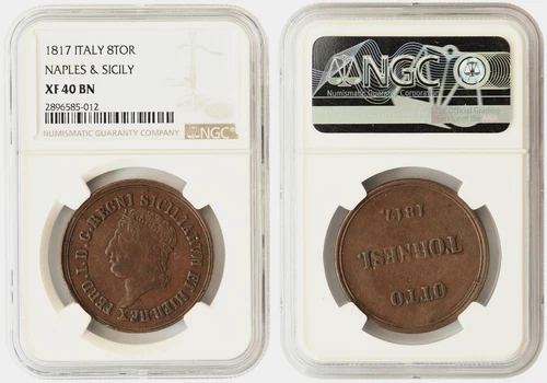 ** NGC ** ITALY - NAPLES & SICILY ** 8 tornese 1817 ** XF40 ** CV $1000 *** rg1
