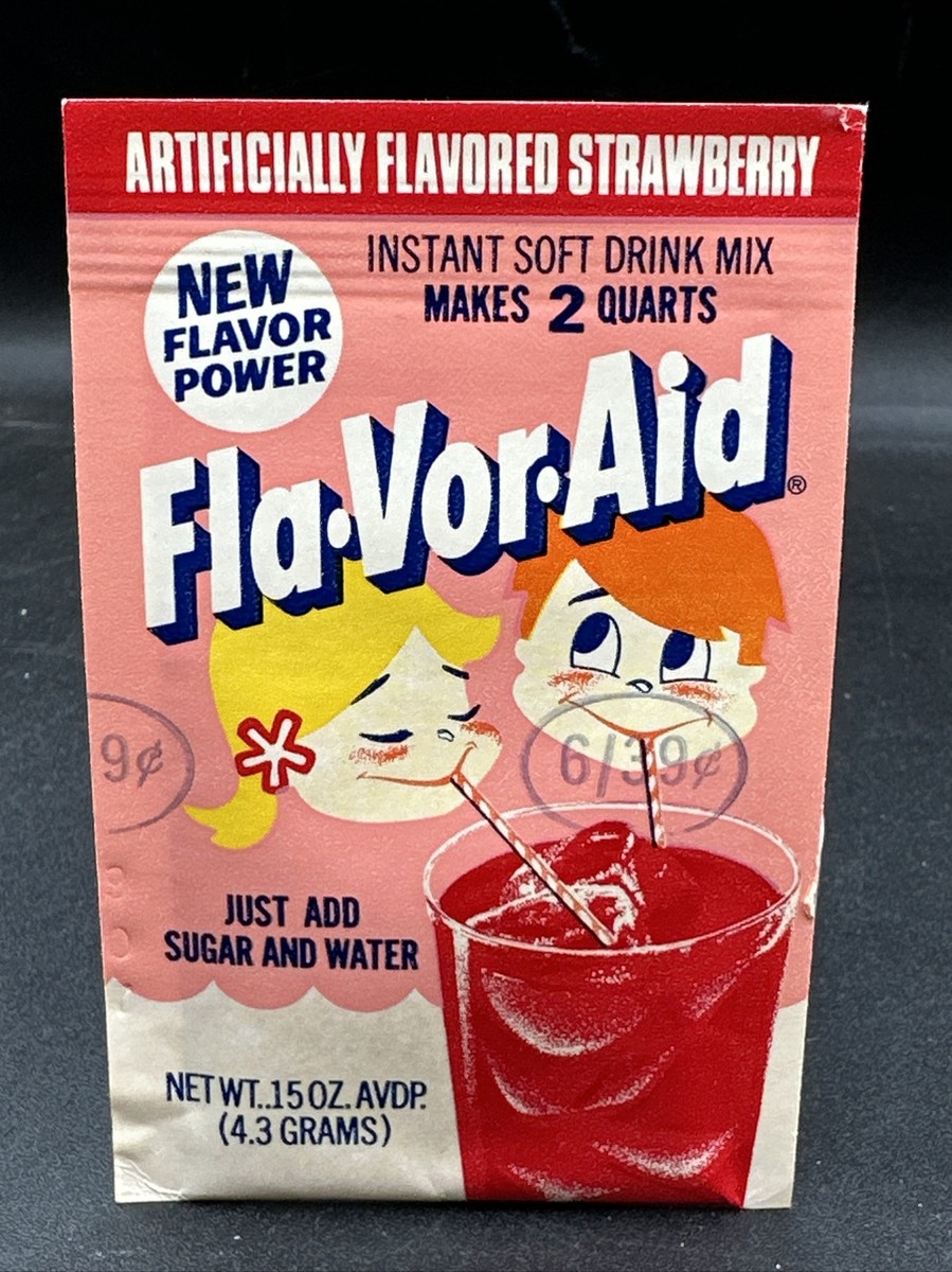 Vintage Fla-Vor-Aid Packet ARTIFICIALLY FLAVORED STRAWBERRY NOS