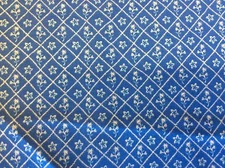 WHITE FLOWERS & STARS ON BLUE COTTON "SOPHIE" BY P&B TEXTILES  BY THE YARD