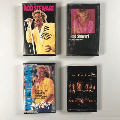 Rod Stewart - Lot of 4 Vintage Cassette Tapes, All For Love Single, Sting B Adam