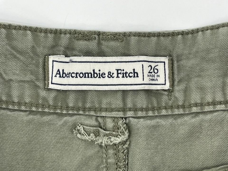 Pantalones Cortos Para Mujer Abercrombie & Fitch Talla 26 Verde Oliva X Suave Lyocell Tiro Medio Foto 2 de 4