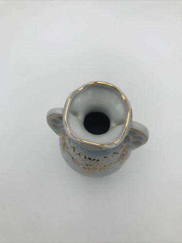 Royal Dux Bohemia Porcelain Handled Bud Vase Pink Flowers Blue and Gold 5.5" - Picture 5 of 8