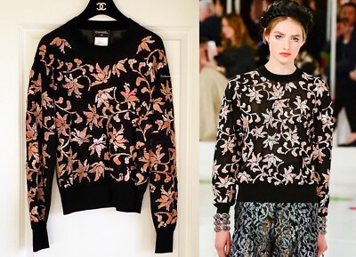 CHANELニットジレ/黒　38 Chanel Black Cashmere Jumbo Logo Sweater – Treasures of NYC