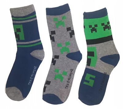 Minecraft Creeper Socken 3er Pack Blau