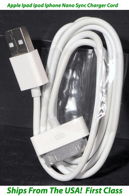 Apple Sync Charger Cord for Ipad Ipod Nano Iphone 4 - 3ft 30 Pin Gen 1 & 2 White