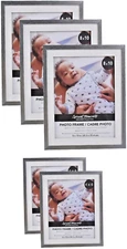 Set of 5 Photo Frames, Glass with Wall mount - Three 8x10 Frames, Two 4x6 Frames