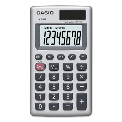 Casio HS-8VA Handheld Calculator 8-Digit LCD Silver HS8VA
