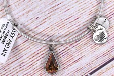 NEW Alex and Ani November Simulated Topaz Birthstone Teardrop Silver Bracelet