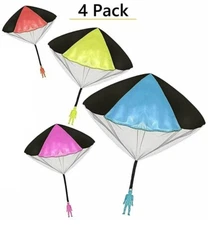 4Pack Tangle Free Throwing Toy Parachute Man with Large Parachutes! 4 Colors