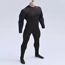 1/6 Black tight stretch bodysuit leotard for 12Inch Muscular body