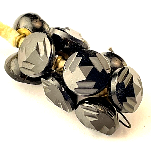 Set abbinato di 10 bottoni in vetro nero sfaccettato 1/2" - Foto 1 di 4