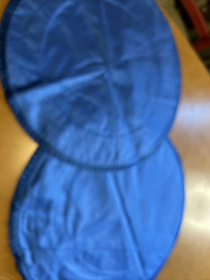 Embroidered Satin Pillow Covers Birds Flowers 19" Round Snap Close Royal Blue - Image 4 of 4