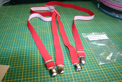 Hosenträger Type 46  rot  25 mm 4 Clips 135 cm