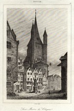 Köln Groß St. Martin Original Stahlstich Lemaitre 1852