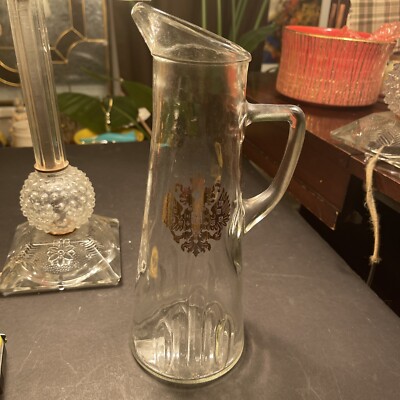 Vintage Owens Illinois Romanov 28 oz Glass  Decanter Pitcher Double Headed Eagle