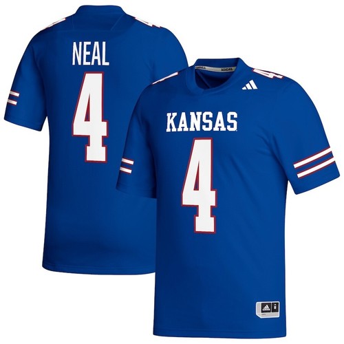 Men's adidas Devin Neal #4 Royal Kansas Jayhawks NIL Football Player Jersey SZ M - Picture 2 of 6