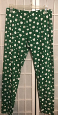 St. Patrick's Day Black Green Lips Kiss Me I'm Irish Leggings Women's Jr L 11-13