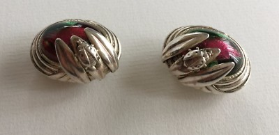 Clips à Cheveux Vintage Gil D’Agena – Métal Argenté Et Verre Sulfurisé – Motif Coccinelle En Relief – Années 80