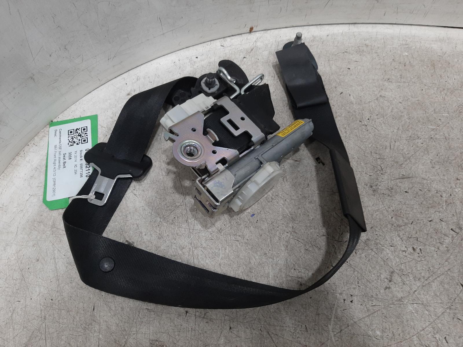 2014 Mk1 Peugeot 3008 Ph1 Front Seat Belt Reel RH Drivers Side 