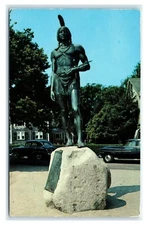 Postcard Statue of Massasoit Protector of the Pilgrims, Plymouth MA E9