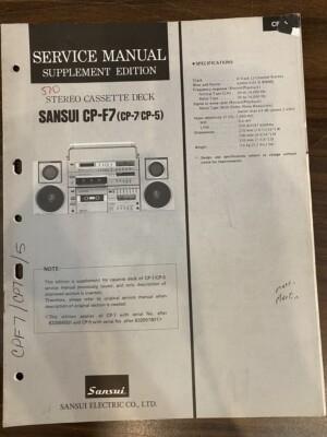SANSUI CP-F7 CP-7 CP-5 CPF7 CP7 CP5 Service Manual **ORIGINAL** | eBay