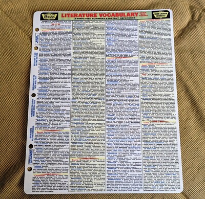 Literature Vocabulary Summary & Instant Reference Data Guide Plastic ...