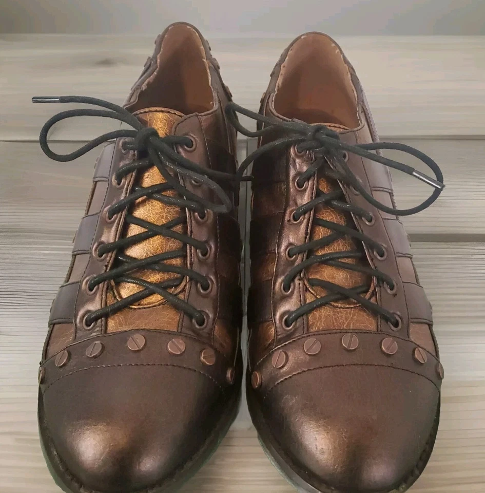 HADES  Jade Shoes Heels Oxfords Brown Steampunk Vegan Leather Sz 10  - Image 3 of 4