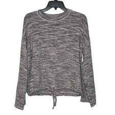 Aerie Knitted Crop Sweater Top Slouchy Flared Sleeves Drawstring Hem XS Women