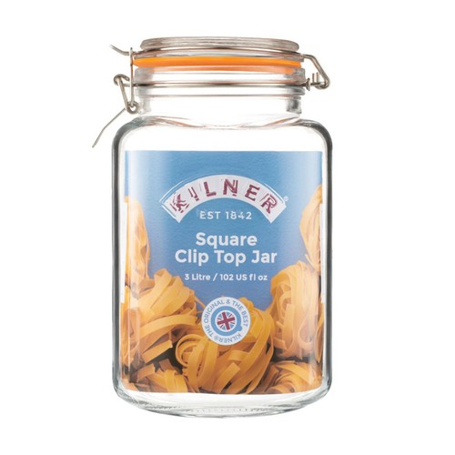Glass Jar 3L Square Preserving Jar Storage with Airtight Clip Top Container 2pcs - Picture 3 of 5