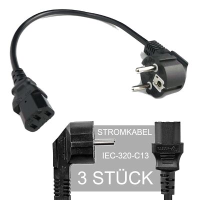 3 Stück Kurzes Stromkabel Kaltgerätekabel kurz Netzkabel 0,4m IEC-320-C13 PC TFT