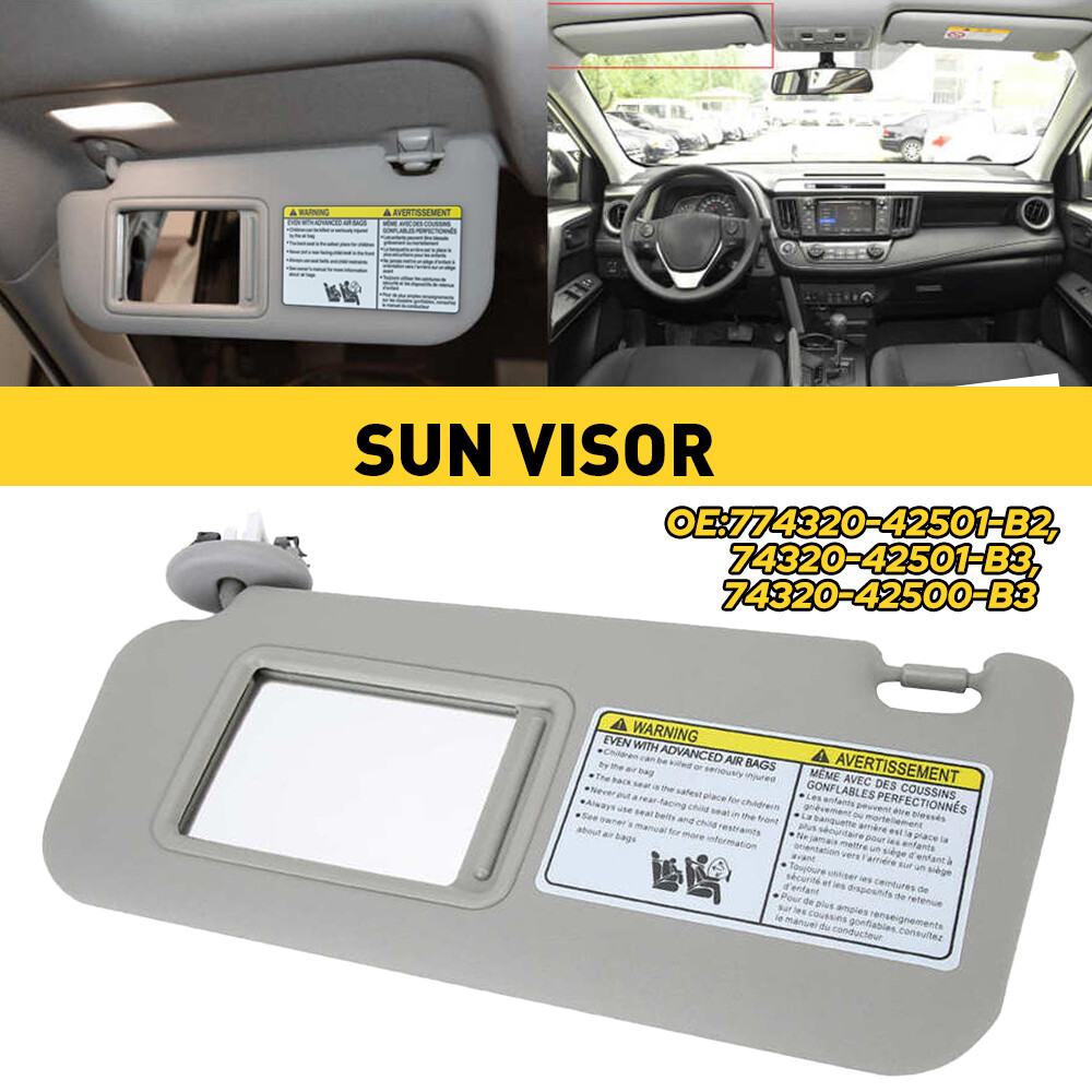 Cciyu Left Driver Side Sun Visor Fit For 2004-2007 For Toyota Highlander Gray Without Sunroof Sun Visor Replaces 74320 48260 A0