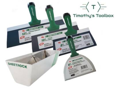 USG Sheetrock Pro Series Taping Knife Set 6-8-10-12 + 12'' USG Sheetrock Mud Pan