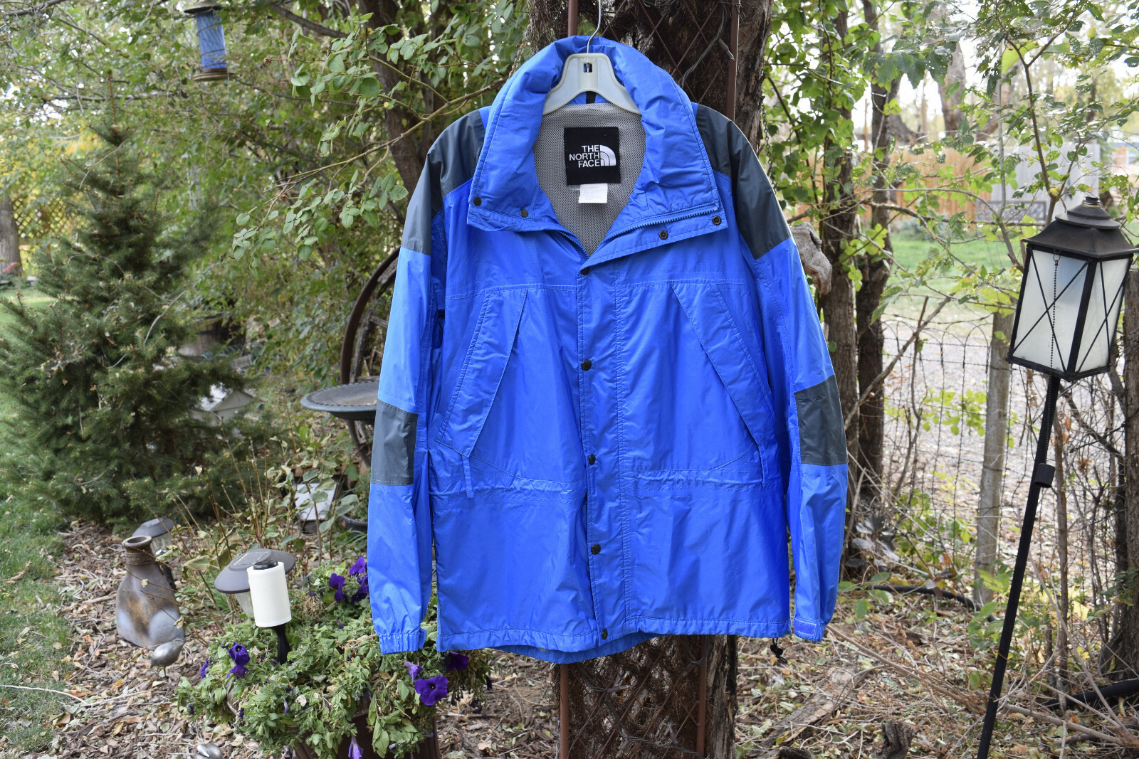 north face jacket blue black