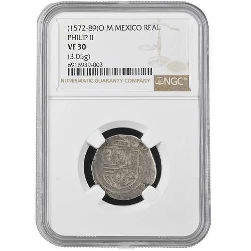 1572-1589 O M Mexico Real PHILIP II NGC VF 30