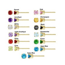 14K Gold Filled Snap-in Post Earrings CZ with Backs for Jewelry Making 4mm