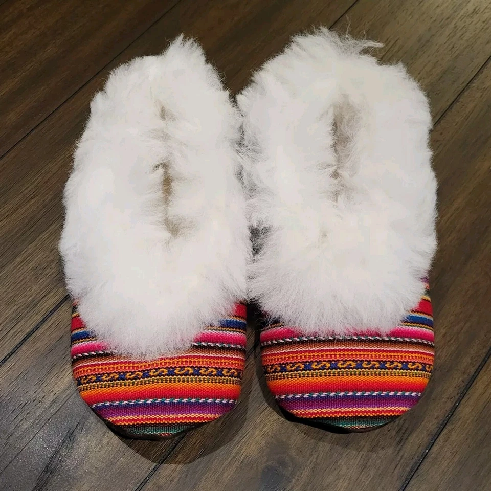 ZAPATILLAS BEBÉ PIEL DE ALPACA RECORTADAS Y TELA MANTA MUJER TALLA 9 Foto 3 de 4