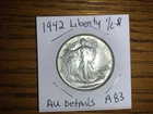 1942 Walking Liberty Half Dollar high grade AU details A83