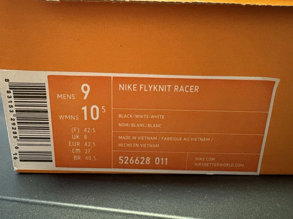 Nike Flyknit Racer Oreo black-white NEU OVP US 9 EU 42,5 ungetragen - Bild 4 von 4