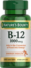 Nature's Bounty Vitamin B12 1000 mcg Supplements,200 Count (Pack of 1)