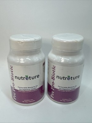 2x- Nutreture Pre-Pro-Biotic, For Digestive Health 60 (120) Capsules Exp 10/26