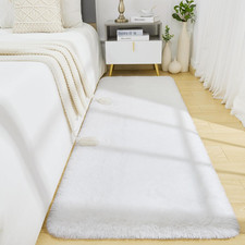 Soft Runner Rug for Bedroom 2X6, Washable Fluffy Runners White