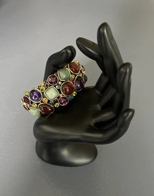 NEW Stunning Heidi Daus Multi Colored Swarovski Crystal Bracelet Gold Tone (1)